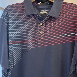 Van Heusen Navy and Red Geometric Polo Shirt